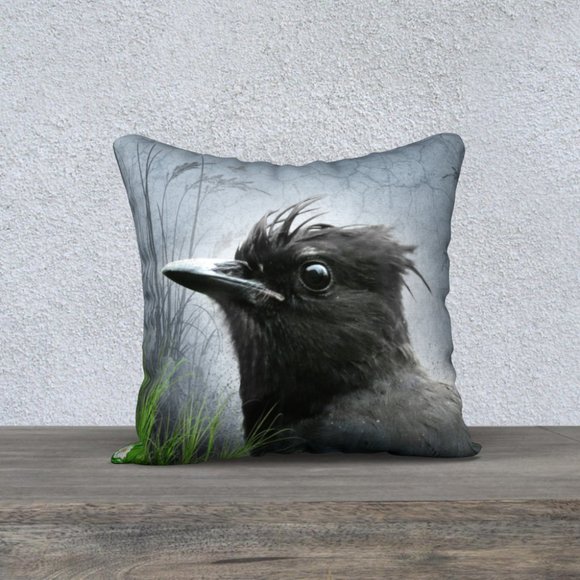 THROW PILLOW WITH REMOVABLE COVER -STELLAR JAY HAVING A BAD HAIR DAY - Picture 1 of 3